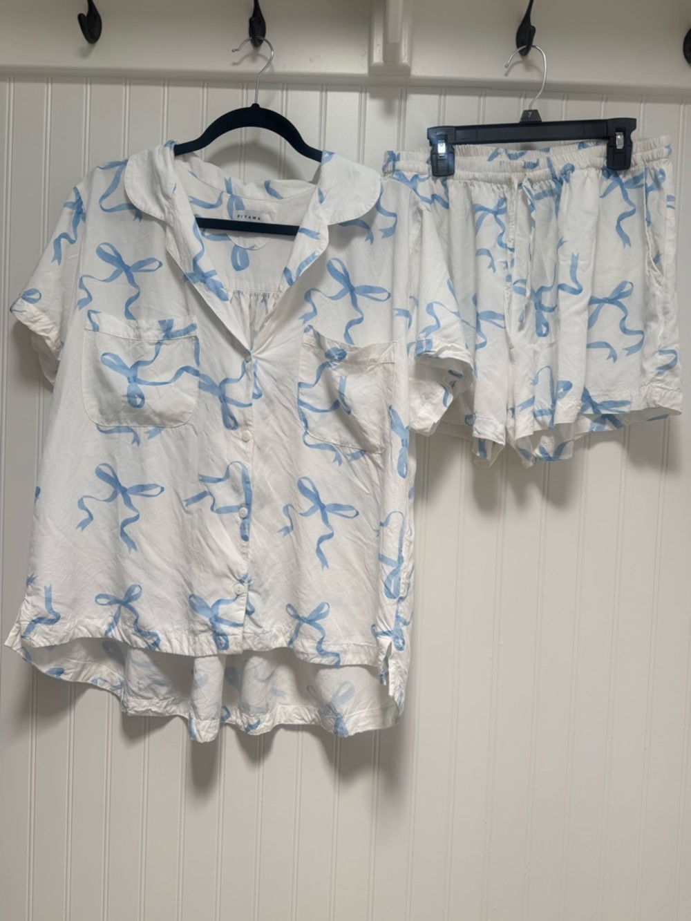 Piyama Abigail Sleep Set Blue Bow